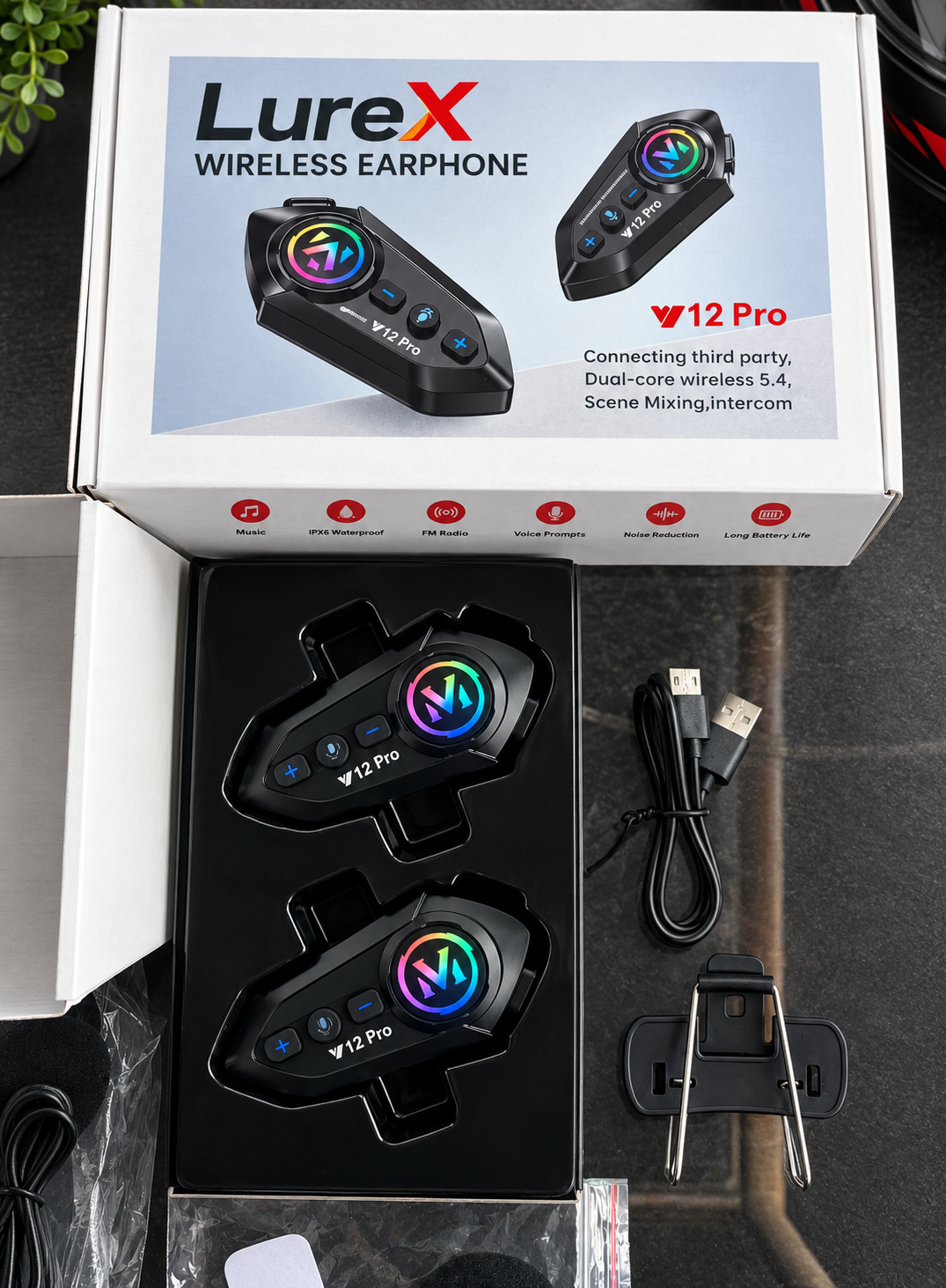 Kit electrónico inalámbrico LUREX Y12 PRO Bluetooth para casco